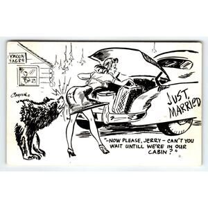 Sexy Women Bear Just Married Postcard Comical Adult Humor Laff Card Vintage